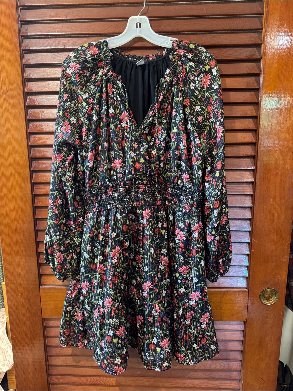 Old Navy Black Floral Puff Sleeve Mini Dress